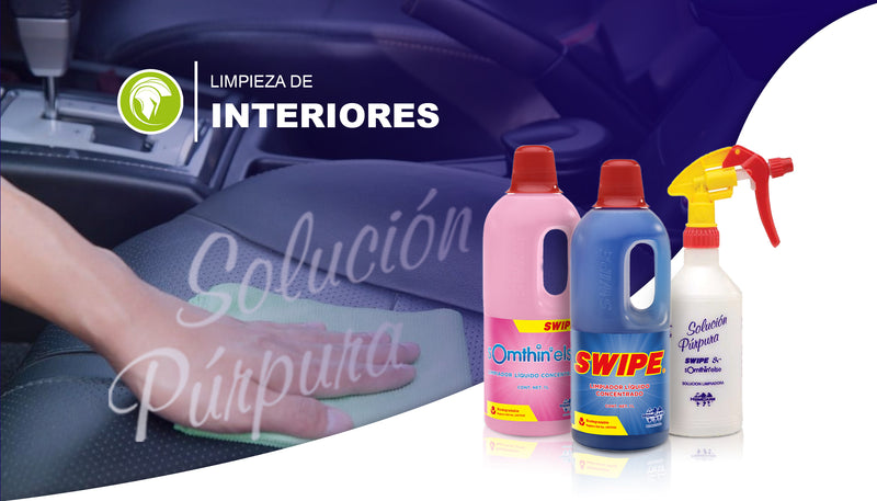 Limpieza manual de tapicería e interiores de automóviles. Solución Purpura de SWIPE. Ecotropa 