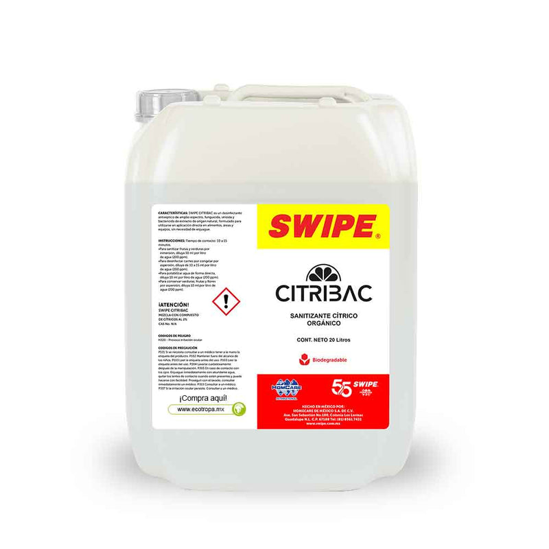 Sanitizante Organico. SWIPE® Citribac. Porron 20L | Ecotropa