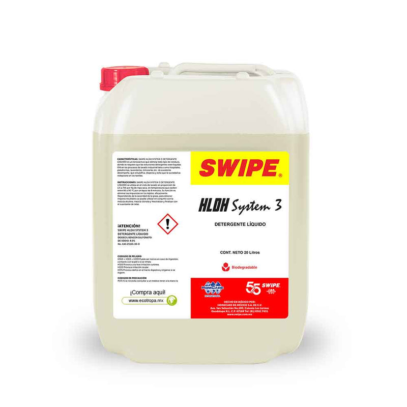 Detergente para lavanderias. SWIPE® HLDH System 3 (Detergente - Liquido). Porron 20L | Ecotropa