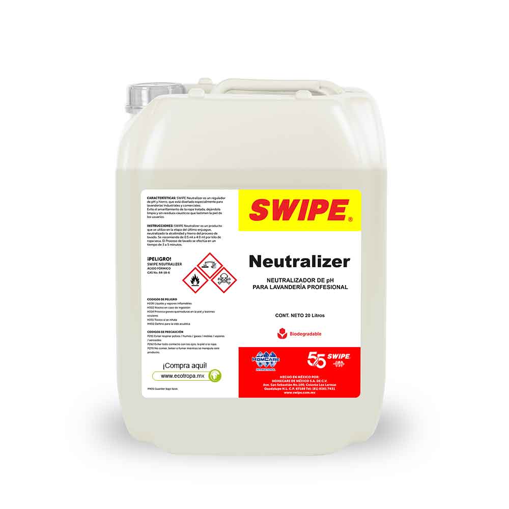 Neutralizer Regulador pH y hierro en lavanderías - Neutralizer SWIPE® | Ecotropa
