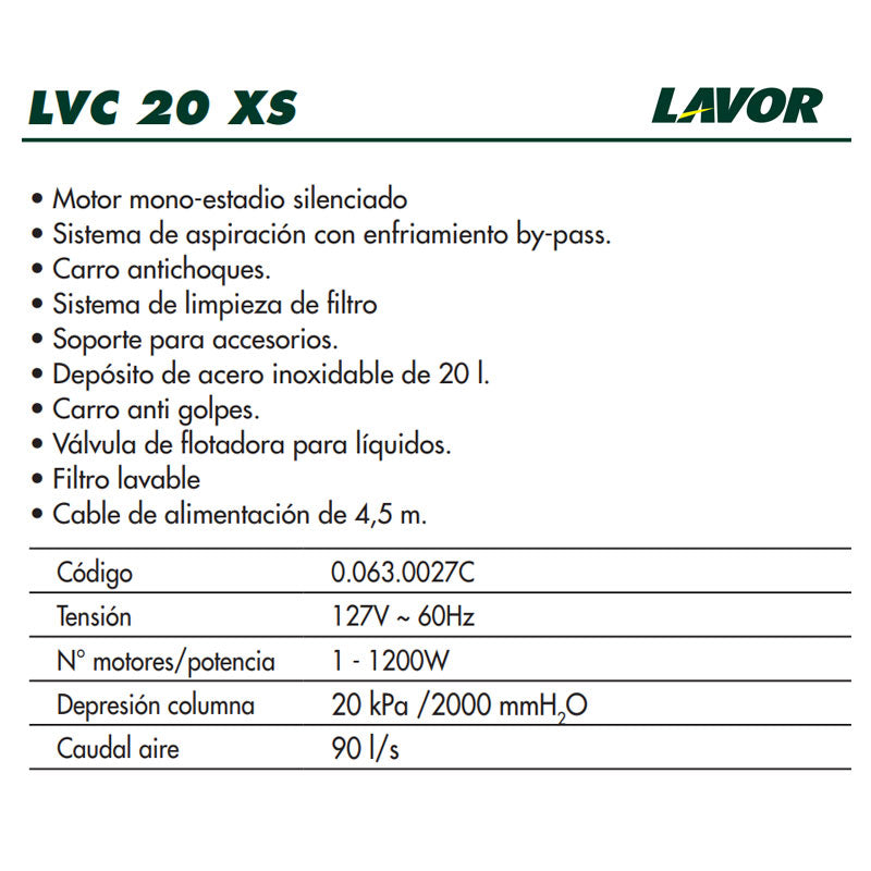 Aspiradora LVC 20 XS LAVOR®