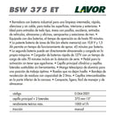 Especificaciones técnicas de barredora mecanica. Lavor® BSW 375 ET | Ecotropa