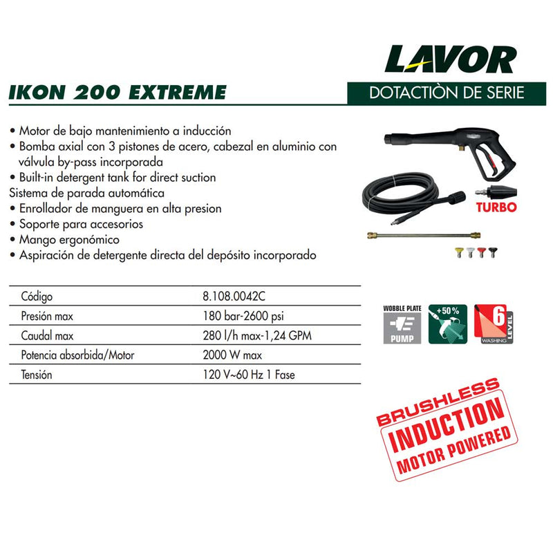 Especificaciones tecnicas para hidrolavadora electrica. Lavor® Ikon 200 Extreme | Ecotropa