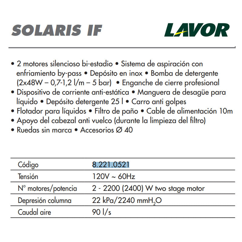 Lavatapiceria de inyeccion y succion Solaris IF LAVOR®