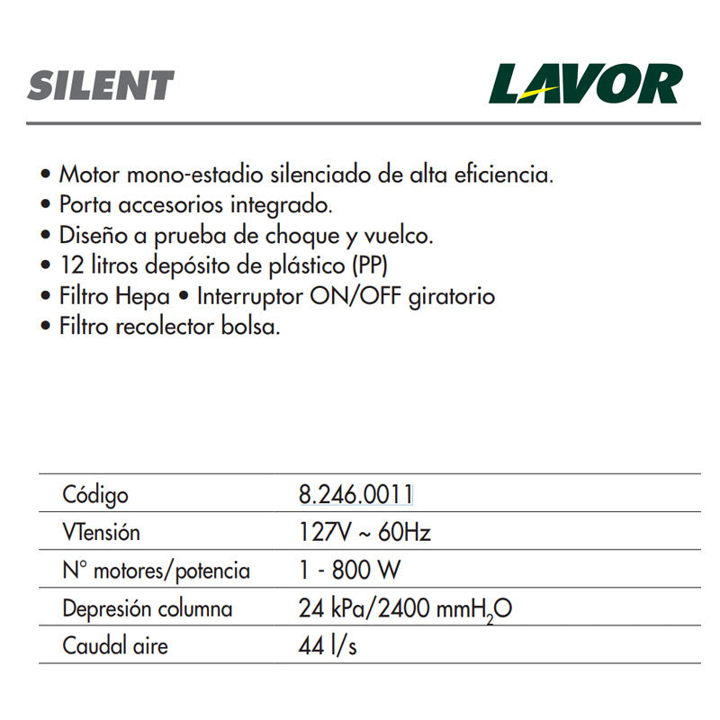 Aspiradora profesional. Lavor® Silent | Ecotropa